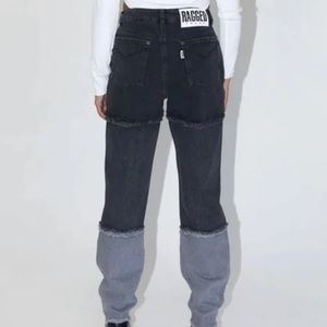 Ragged priest patchwork grey jeans